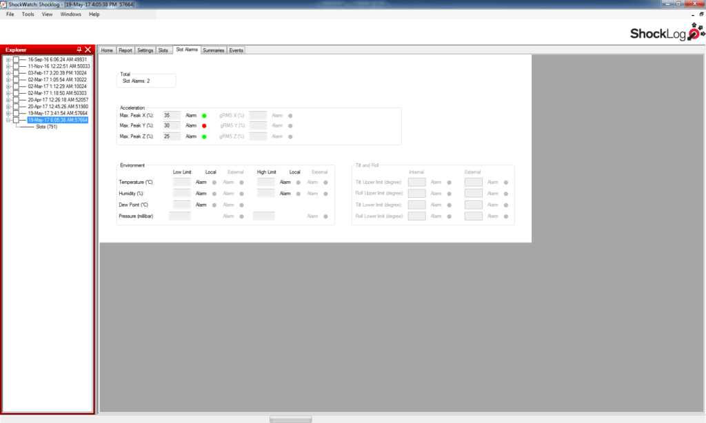 hocklog 208 software slot alarms
