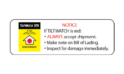 Tiltwatch alert sticker