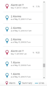 ShockTrak Spotsee Cloud Alarms and Summaries list