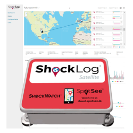 ShockLog Satellite impact recorder and tracking system cloud