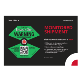 ShockWatch Companion Label with ShockDot mounted