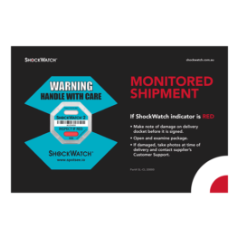 ShockWatch Companion Label with ShockWatch 2 mounted