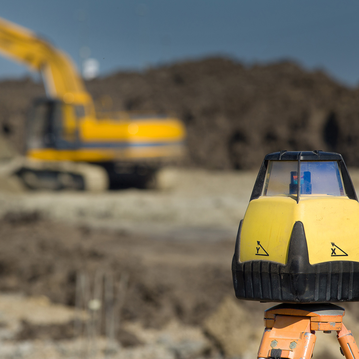 Surveying equipment at construction site